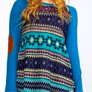Celeste Aztec print long sleeve NWOT lightweight